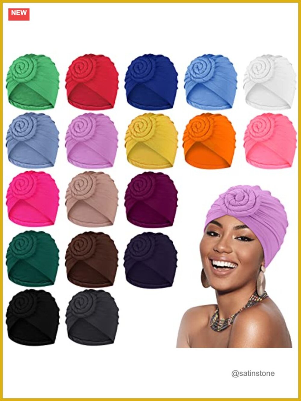 Pre-Tied Turban Head Wraps Hair Cover Bonnet Beanie Cap 18 Pack